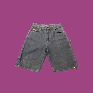 Dyse One Authentic Mens Baggy Blue Denim Carpenter Shorts Y2K Streetwear Size 38